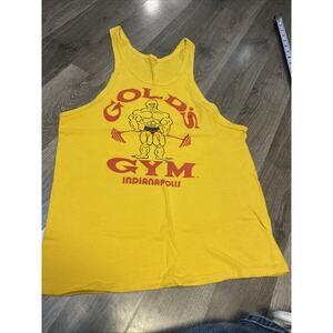 Vintage 80’s Gold's Gym Single Stitch Muscle Tank Top Small Yellow Rare